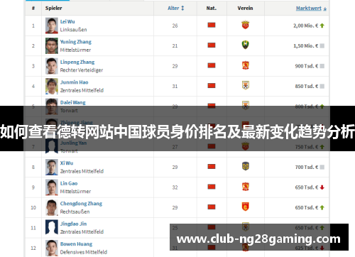 如何查看德转网站中国球员身价排名及最新变化趋势分析