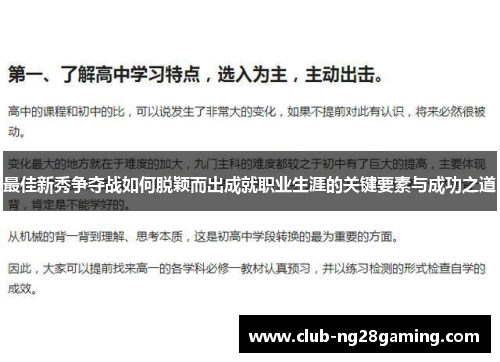 最佳新秀争夺战如何脱颖而出成就职业生涯的关键要素与成功之道